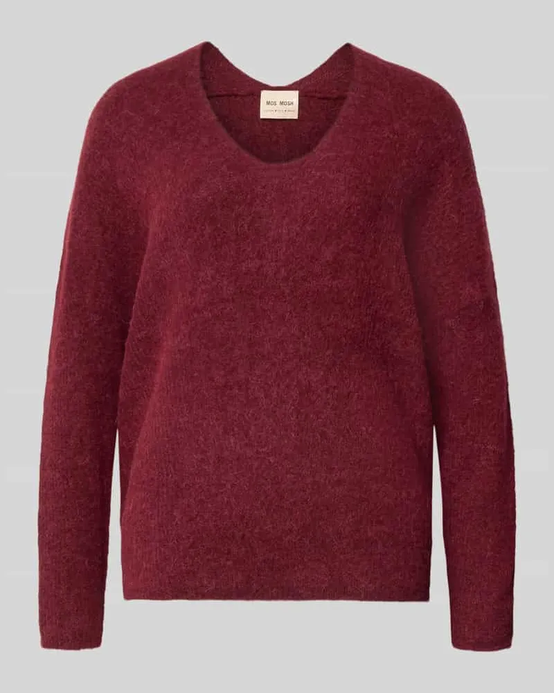 Mos Mosh Strickpullover aus Woll-Mix mit V-Ausschnitt Modell 'THORA Bordeaux