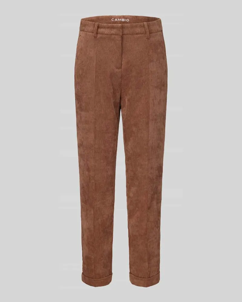 Cambio Regular Fit Cordhose mit fixiertem Beinumschlag Modell 'KRYSTAL Camel