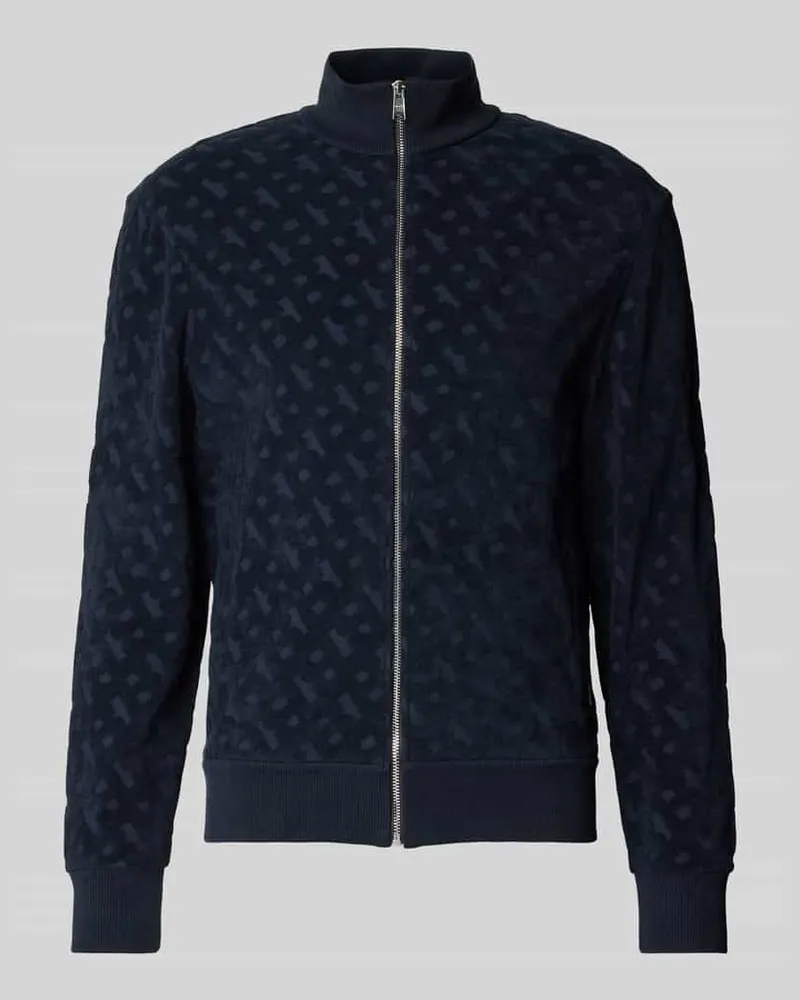 HUGO BOSS Sweatjacke mit Strukturmuster Modell 'Siza Marine