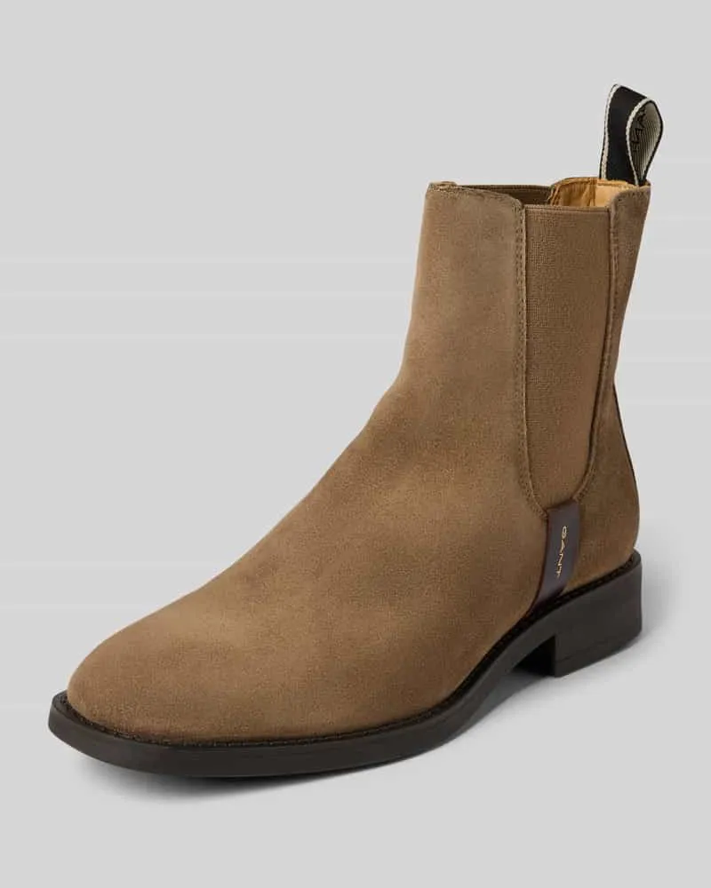 Gant Lederstiefelette mit Label-Detail Modell 'Fayy Taupe