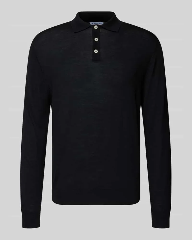 Manuel Ritz Regular Fit Poloshirt aus Schurwolle Black