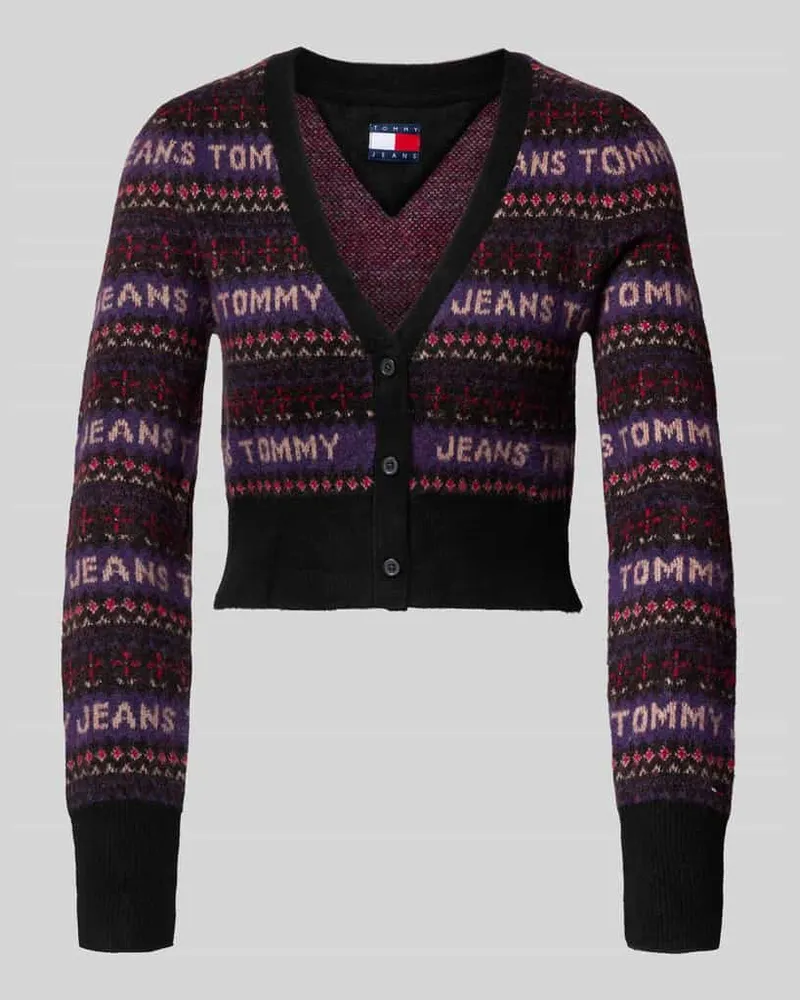 Tommy Hilfiger Slim Fit Strickjacke mit Woll-Anteil Modell 'FAIRISLE Black