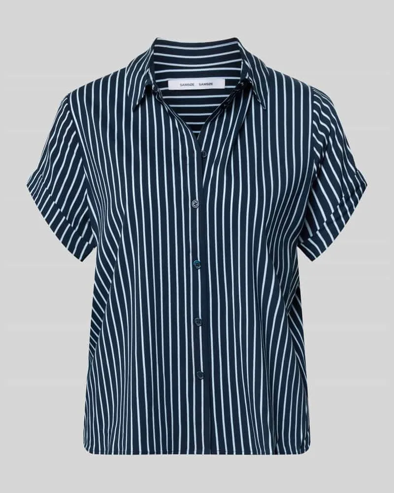 Samsøe & Samsøe Regular Fit Hemdbluse aus Viskose-Mix Modell 'Majan Marine