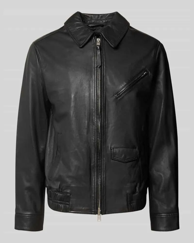 AllSaints Regular Fit Lederjacke aus Schafsleder Black
