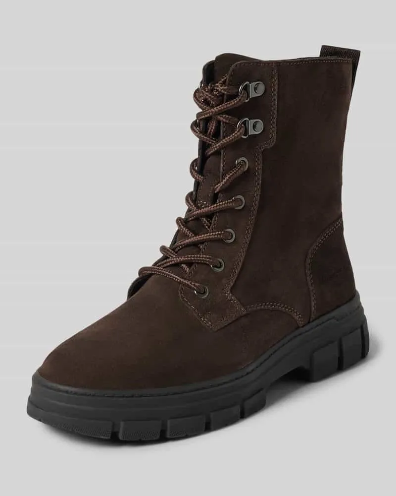 Marc O'Polo Boots aus Rindsvelours mit Profilsohle Modell 'Josy 2 Dunkelbraun