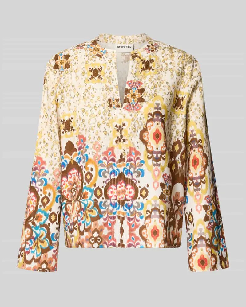 Stefanel Regular Fit Bluse aus Leinen-Baumwoll-Mix Offwhite