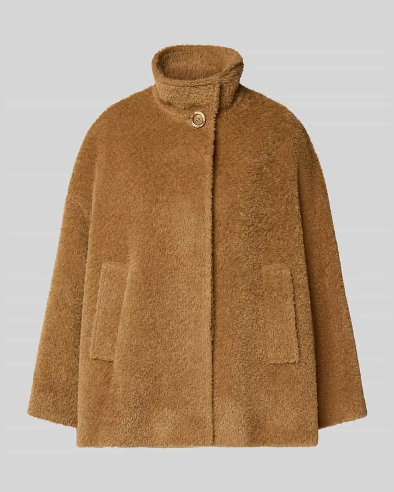 Cinzia Rocca Jacke aus Schurwoll-Alpaka-Mix mit Stehkragen Camel