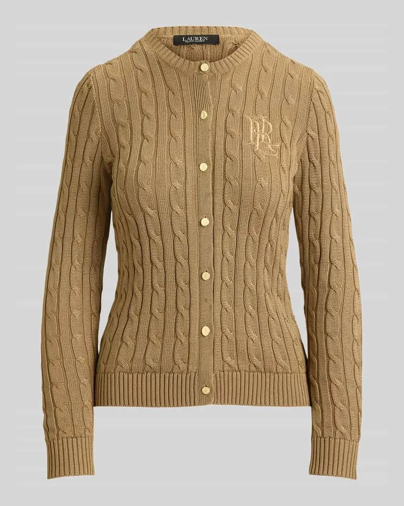 Ralph Lauren Slim Fit Strickjacke aus Baumwoll-Viskose-Mix Camel