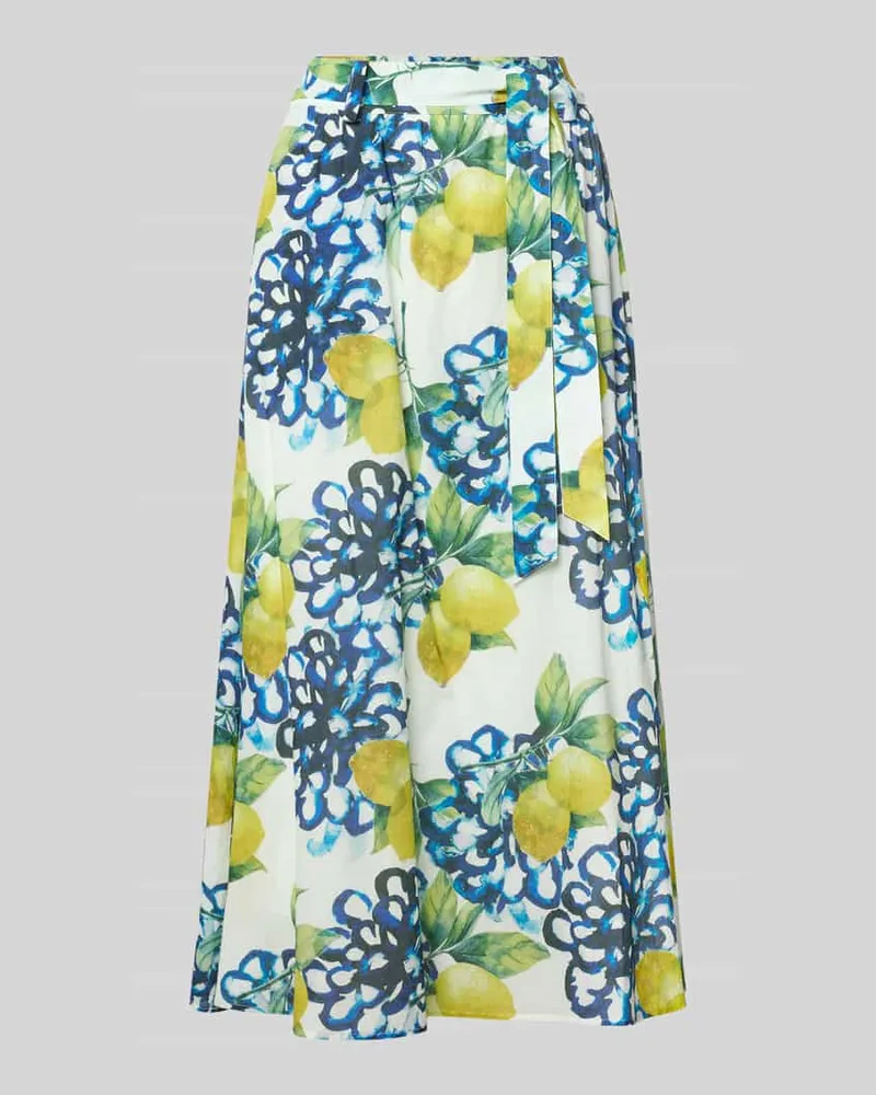 More & More Regular Fit Midirock mit floralem Allover-Print Royal