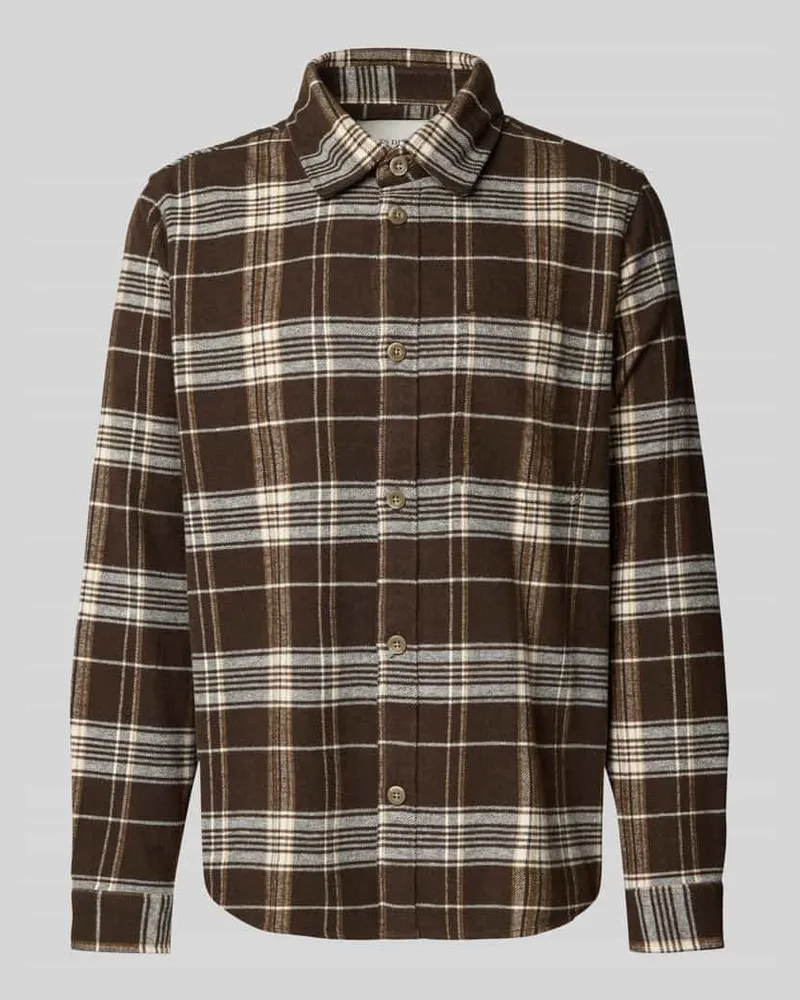 LES DEUX Regular Fit Freizeithemd mit Kentkragen Modell 'Lennon Mittelbraun