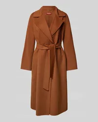 Max Mara Schurwollmantel mit Bindegürtel Modell 'CLES Cognac