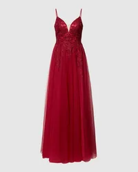 LUXUAR Abendkleid mit Ziersteinbesatz Bordeaux