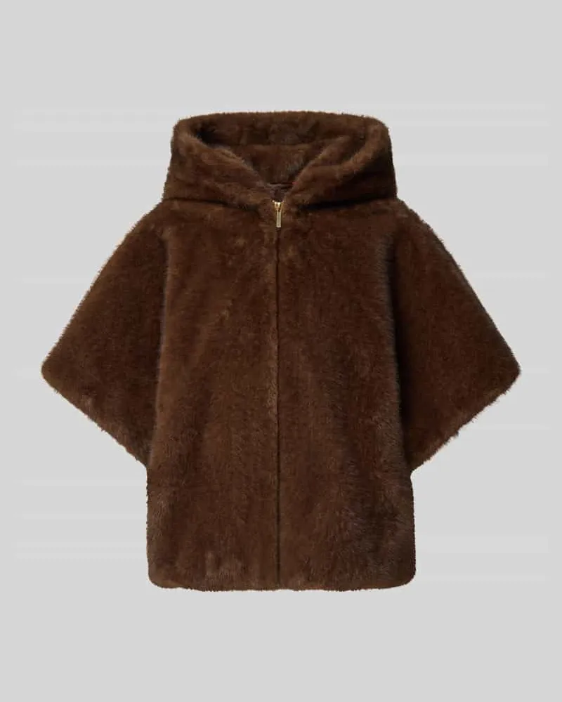 PETITE M. Relaxed Fit Jacke aus Kunstfell mit 1/2-Arm Dunkelbraun