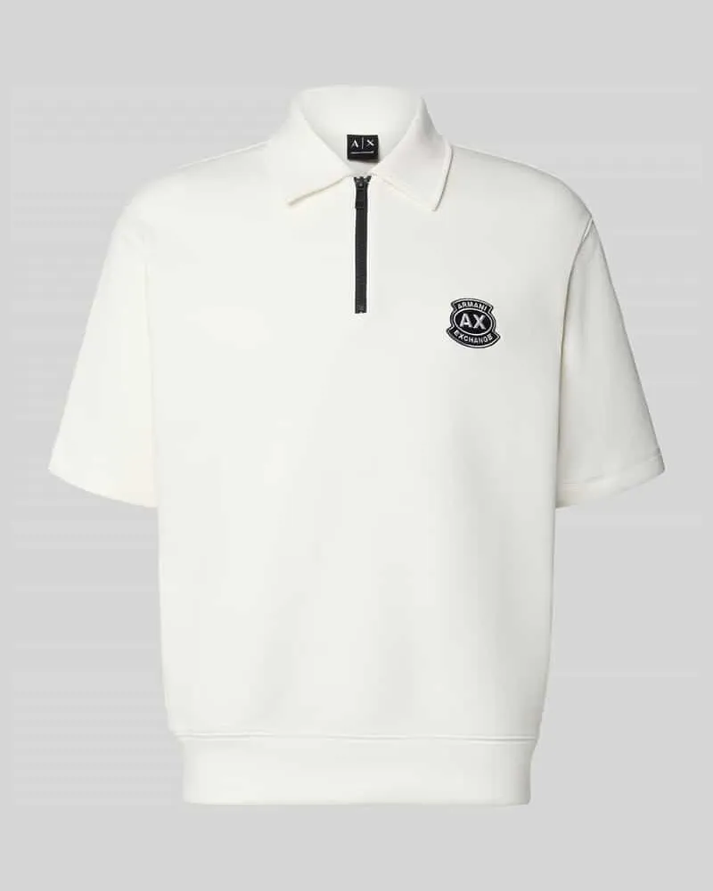 Armani Exchange Loose Fit Poloshirt mit Label-Stitching Offwhite