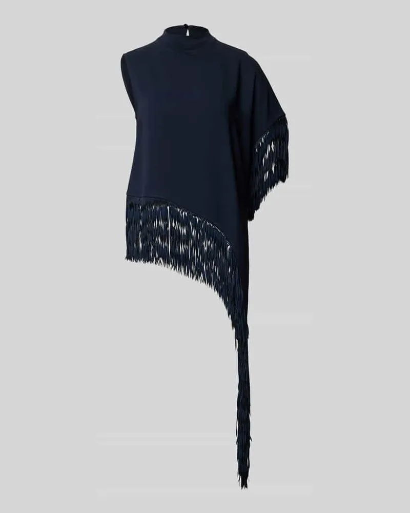 HUGO BOSS Loose Fit Poncho mit langen Fransen Modell 'BADIVA Marine