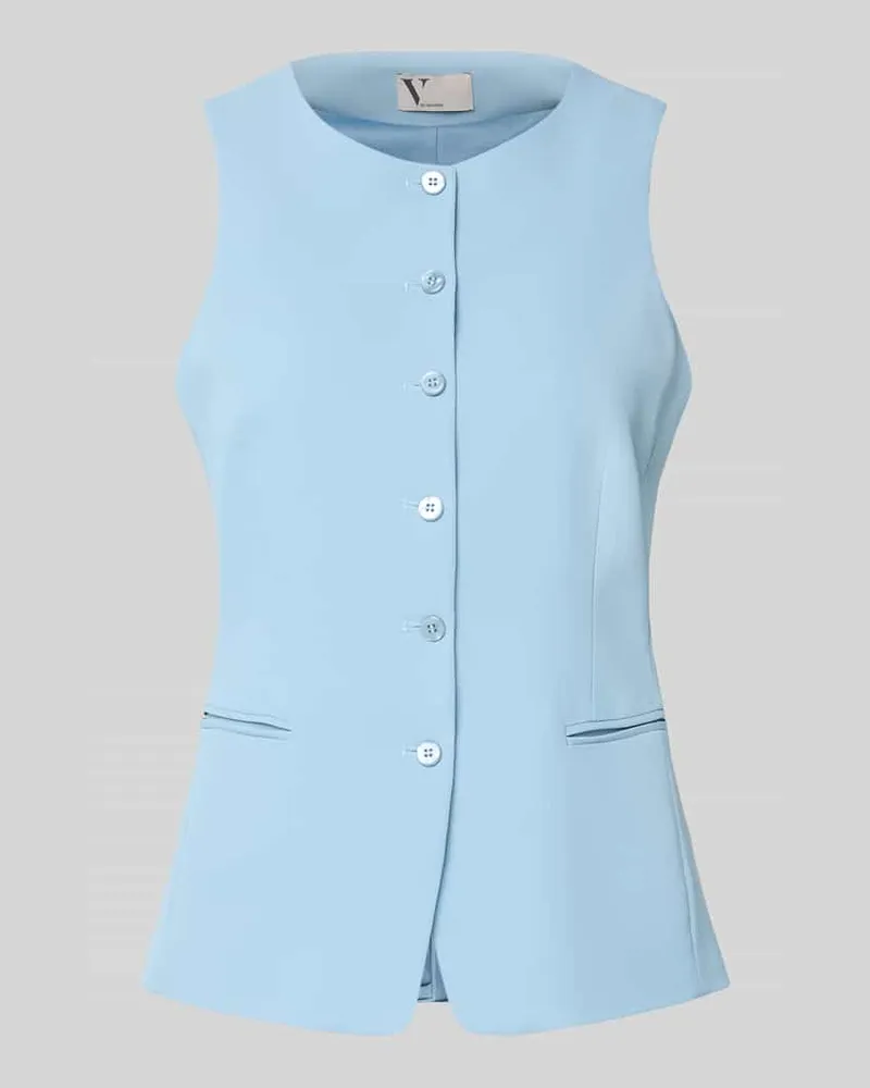 Vera Mont Weste mit Rundhalsausschnitt und Paspeltaschen Hellblau