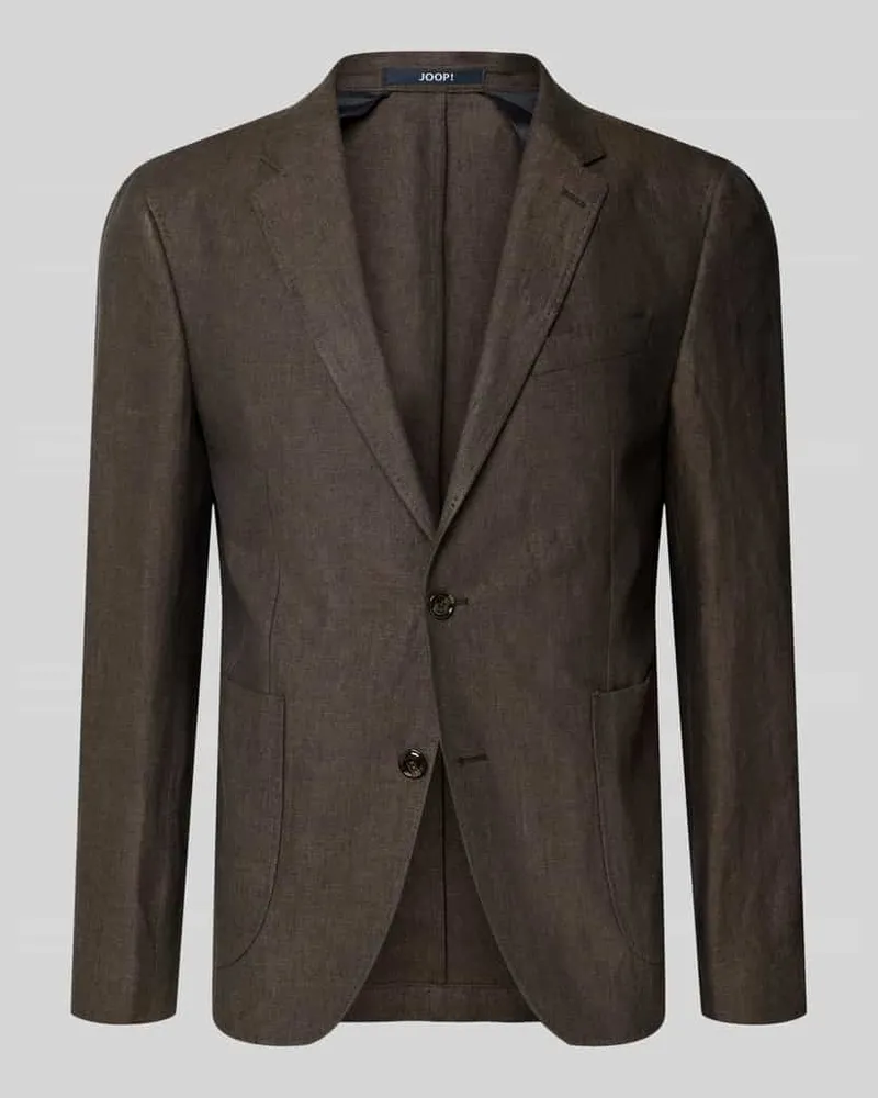 JOOP! Slim Fit 2-Knopf-Sakko aus Leinen Modell 'Hoverest Schoko