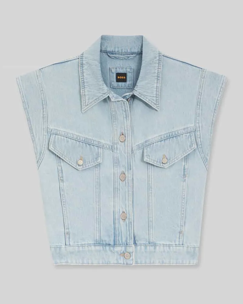 HUGO BOSS Regular Fit Weste aus reiner Baumwolle Modell 'VEST 1.0 Hellblau