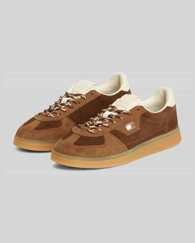 Tommy Hilfiger Sneaker aus Veloursleder mit Logo-Details Dunkelbraun