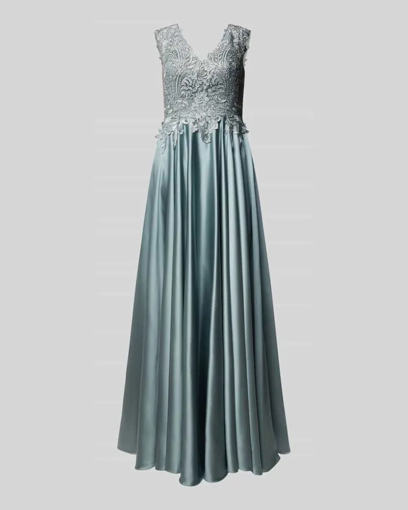 LUXUAR Abendkleid mit Häkelspitze Silber