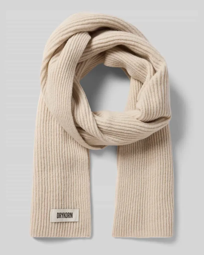 Drykorn Schal aus Schurwolle mit Label-Detail Modell 'CRONICA Sand