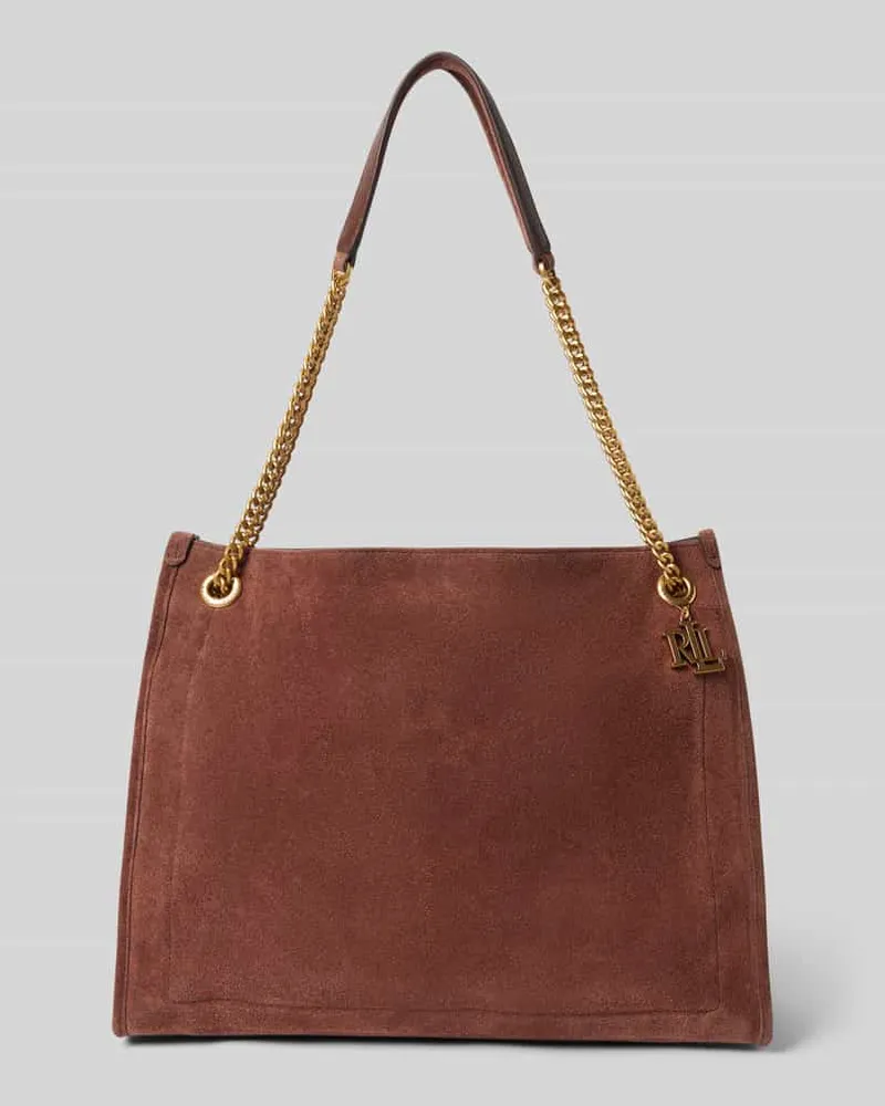 Ralph Lauren Shopper aus Rindsleder mit Label-Applikation Dunkelbraun