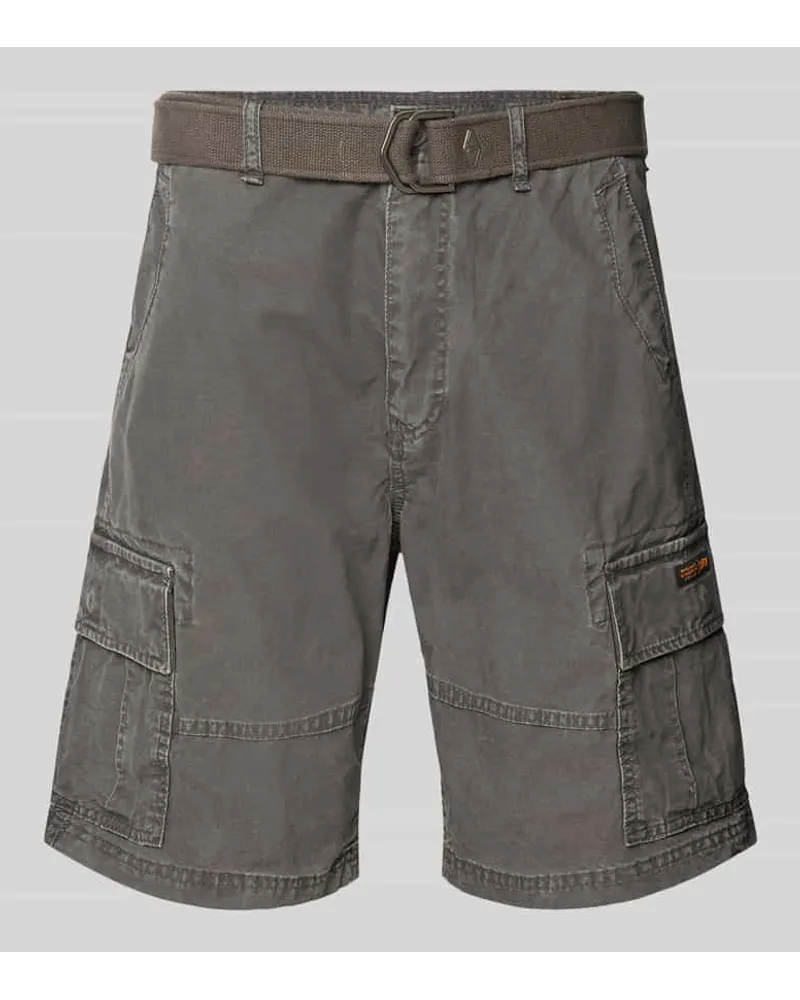 Superdry. Regular Fit Cargoshorts mit Gürtel Mittelgrau