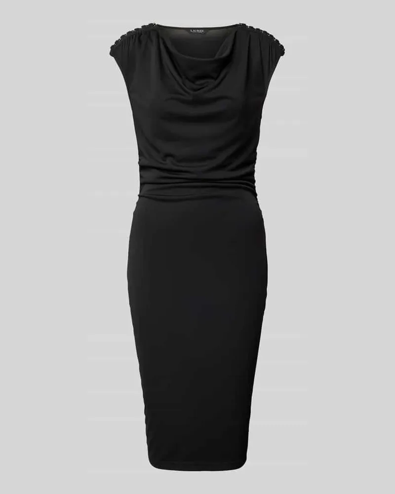 Ralph Lauren Knielanges Kleid mit Wasserfall-Ausschnitt Modell 'RECHLEE Black