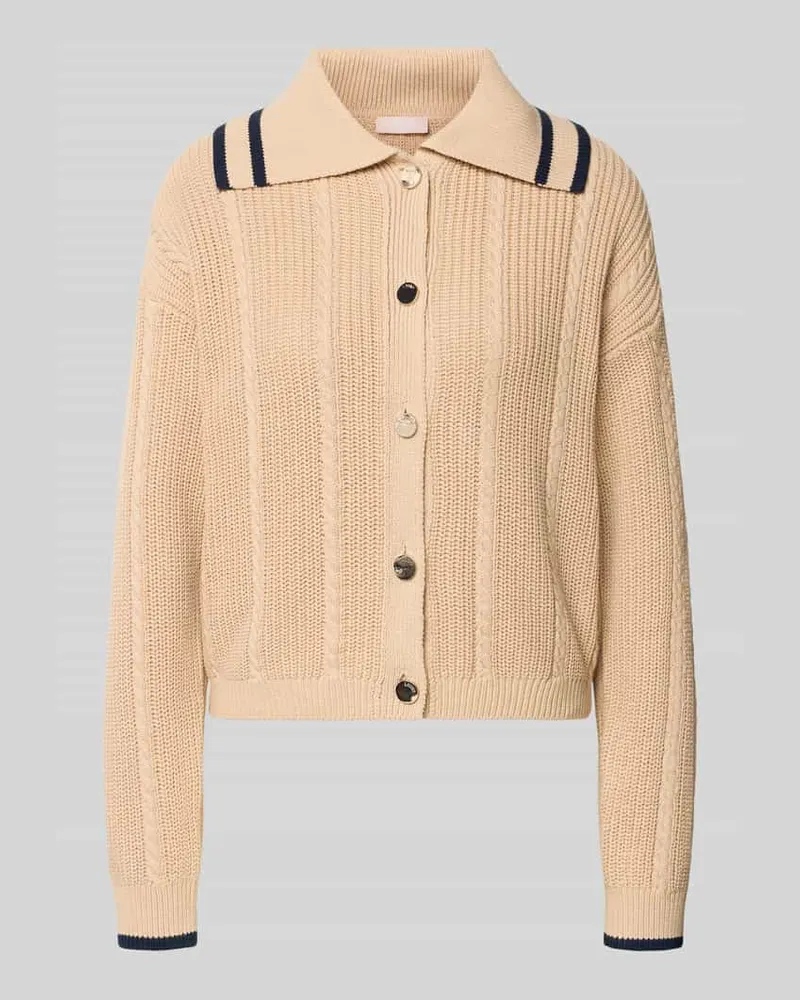 Liu Jo Strickjacke mit Umlegekragen und Knopfleiste Beige