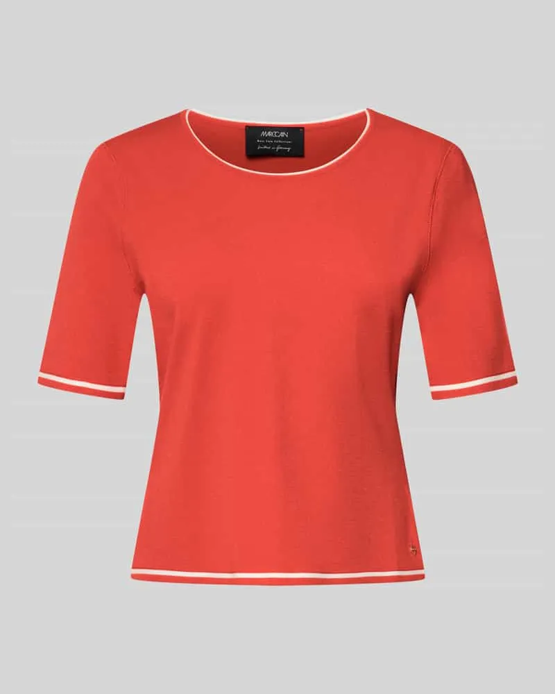 Marc Cain Strickshirt aus Viskose-Mix mit Rundhalsausschnitt Rot