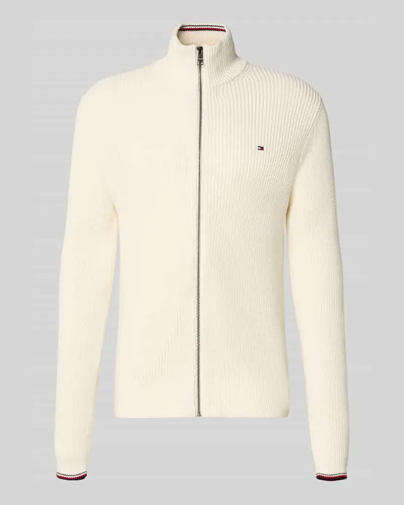 Tommy Hilfiger Regular Fit Strickjacke aus reiner Baumwolle Offwhite