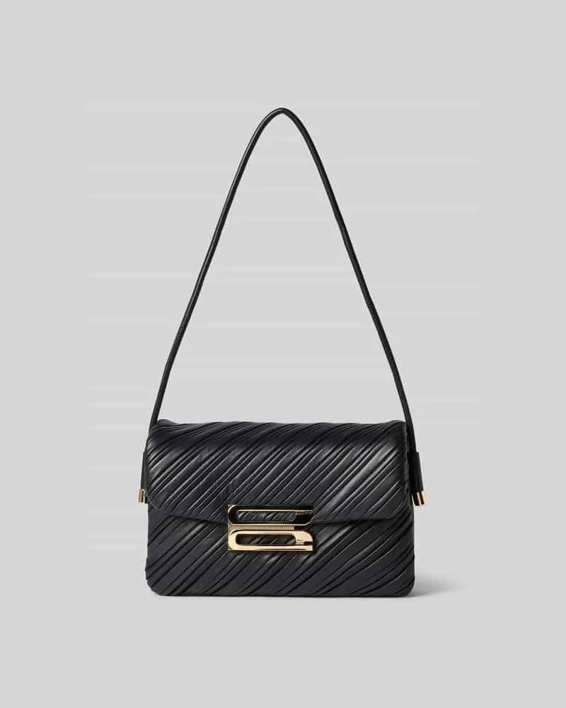 Victoria Beckham Henkeltasche mit glatter Lederoptik und Metallverschluss Black