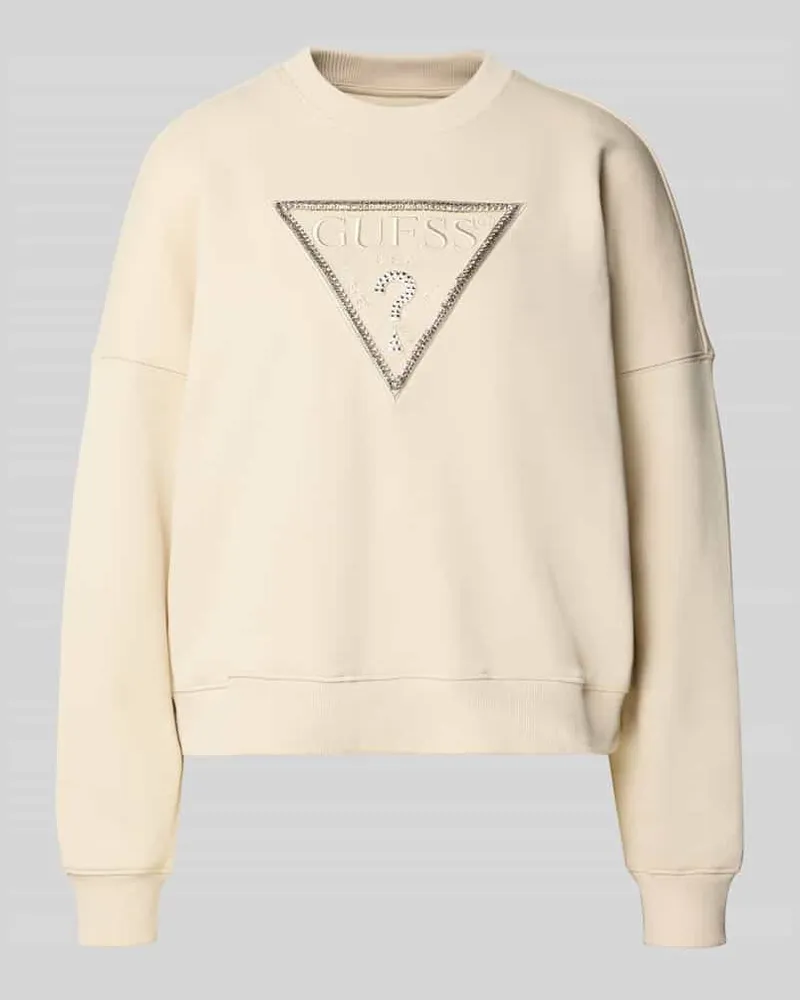 Guess Sweatshirt mit Logo und Ziersteinbesatz Modell 'RACHELE Beige