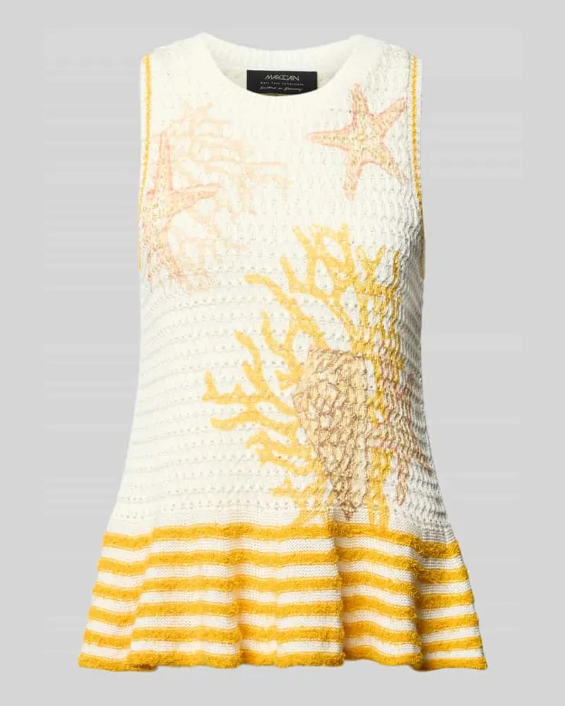 Marc Cain Stricktop mit Rundhalsausschnitt Offwhite