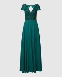 LUXUAR Abendkleid mit Spitzenbesatz Dunkelgruen