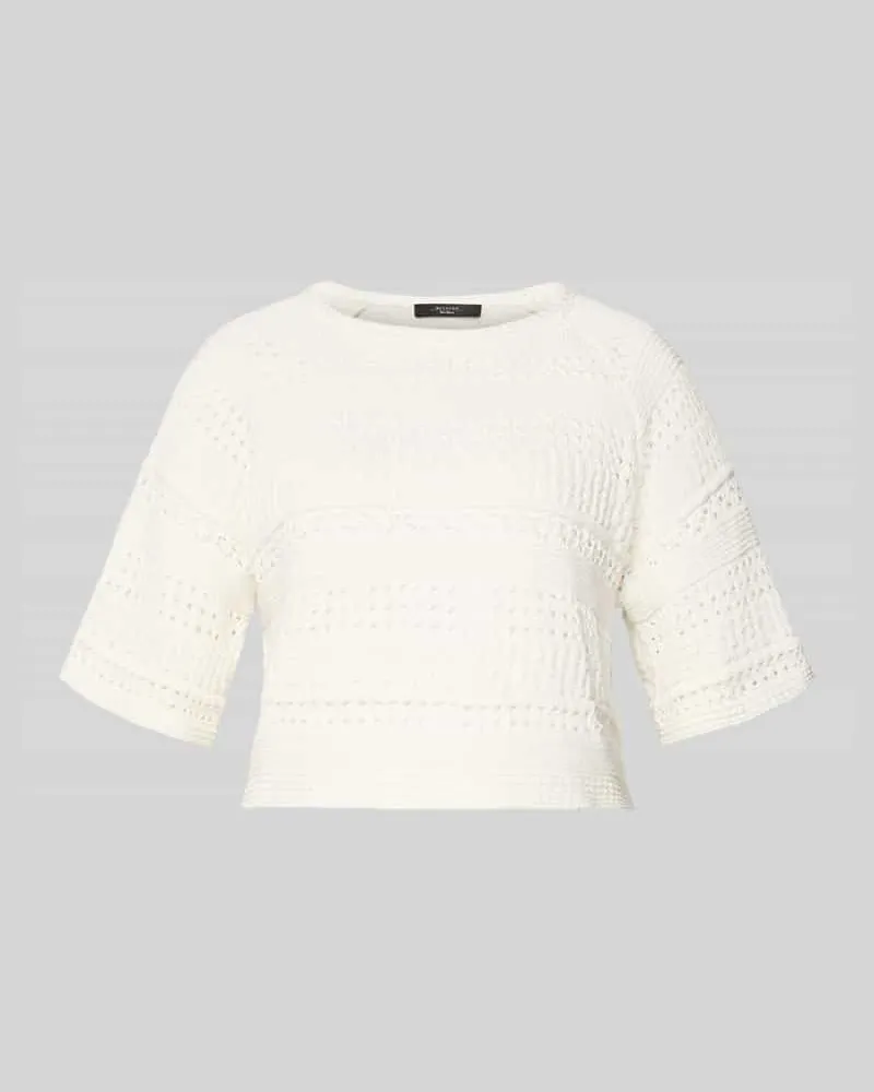Max Mara Häkelpullover aus reiner Baumwolle Modell 'ORCHE Ecru
