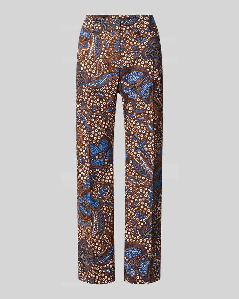 Max Mara Schmale Hose aus Baumwoll-Mix Modell 'DONDE Mittelbraun