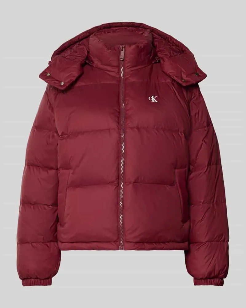 Calvin Klein Regular Fit Steppjacke mit Logo-Print Modell 'Midweight Bordeaux