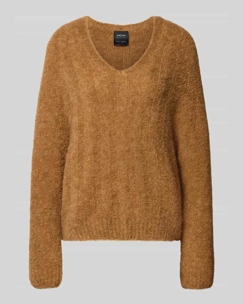 Marc Cain Strickpullover mit V-Ausschnitt Camel