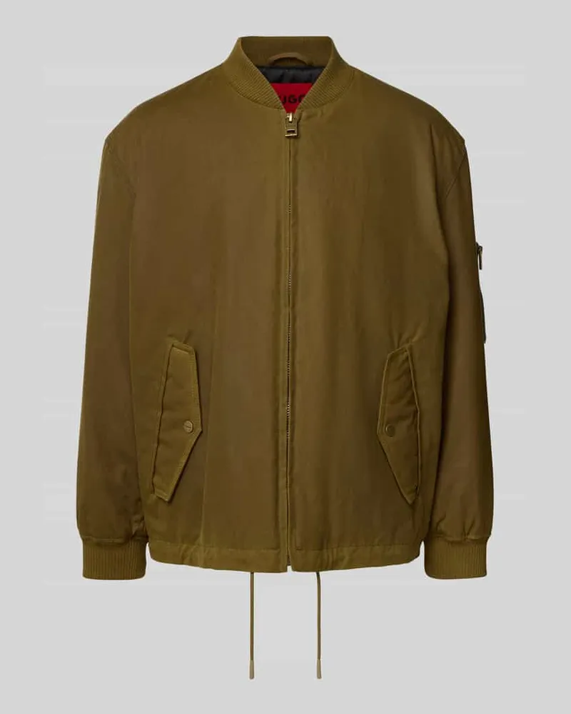 HUGO BOSS Regular Fit Bomberjacke aus reiner Baumwolle Oliv