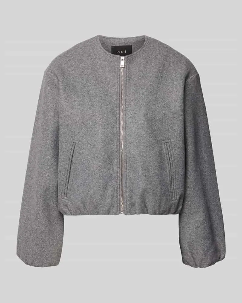 Oui  Jacke mit Reißverschluss Mittelgrau