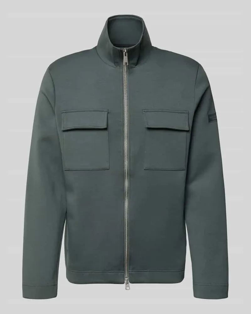 Marc O'Polo Regular Fit Sweatjacke aus Baumwoll-Mix Oliv