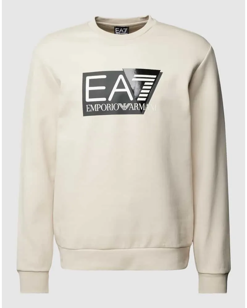 EA7 Sweatshirt mit Label-Print Modell 'FELPA Offwhite