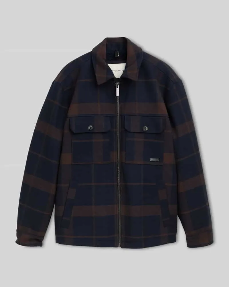 Tom Tailor Regular Fit Hemdjacke mit Woll-Anteil Blau