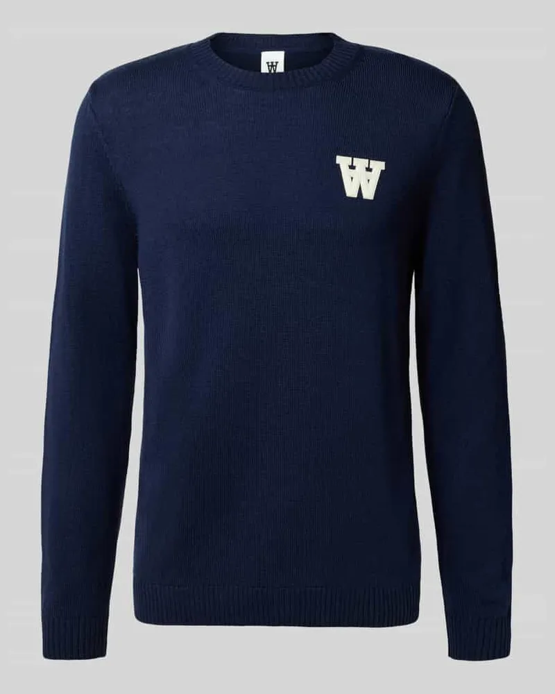Wood Wood Strickpullover mit Stitching und Rundhalsausschnitt Modell 'Tay Marine