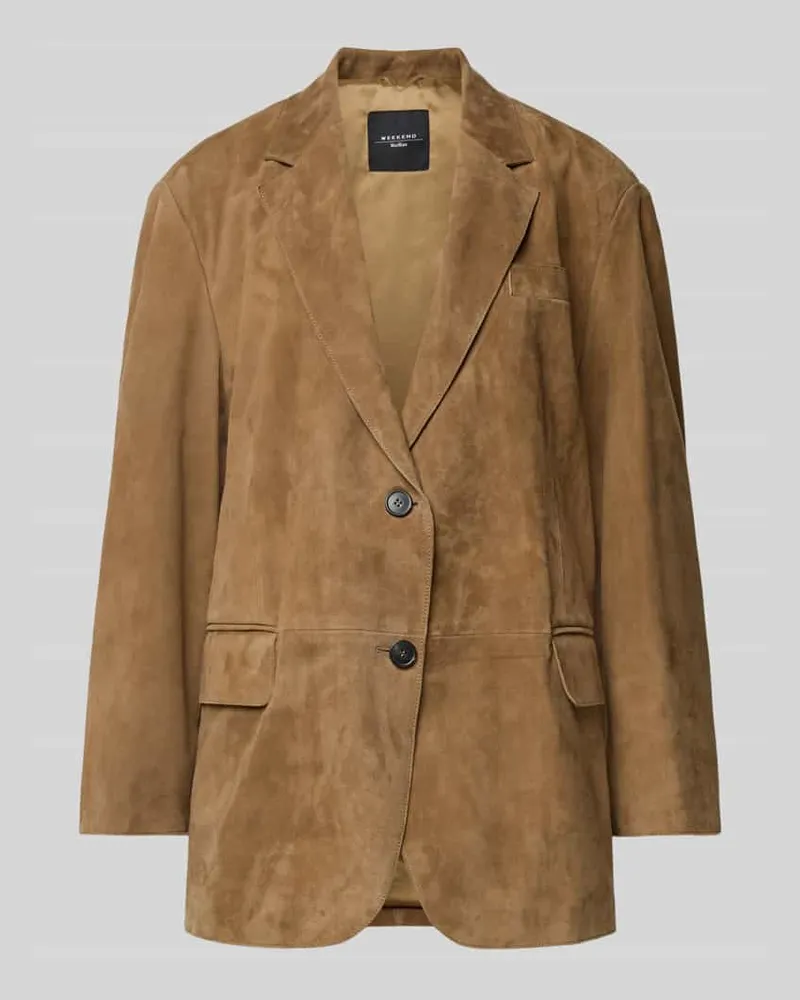 Max Mara Regular Fit Lederjacke aus echtem Ziegenvelours Modell 'ROLANDA Camel