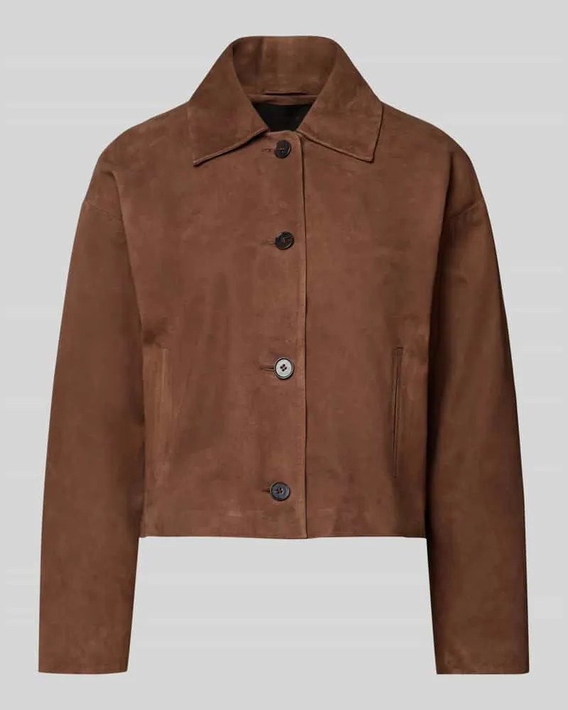 windsor. Regular Fit Jacke aus echtem Lammvelours mit Umlegekragen Schoko