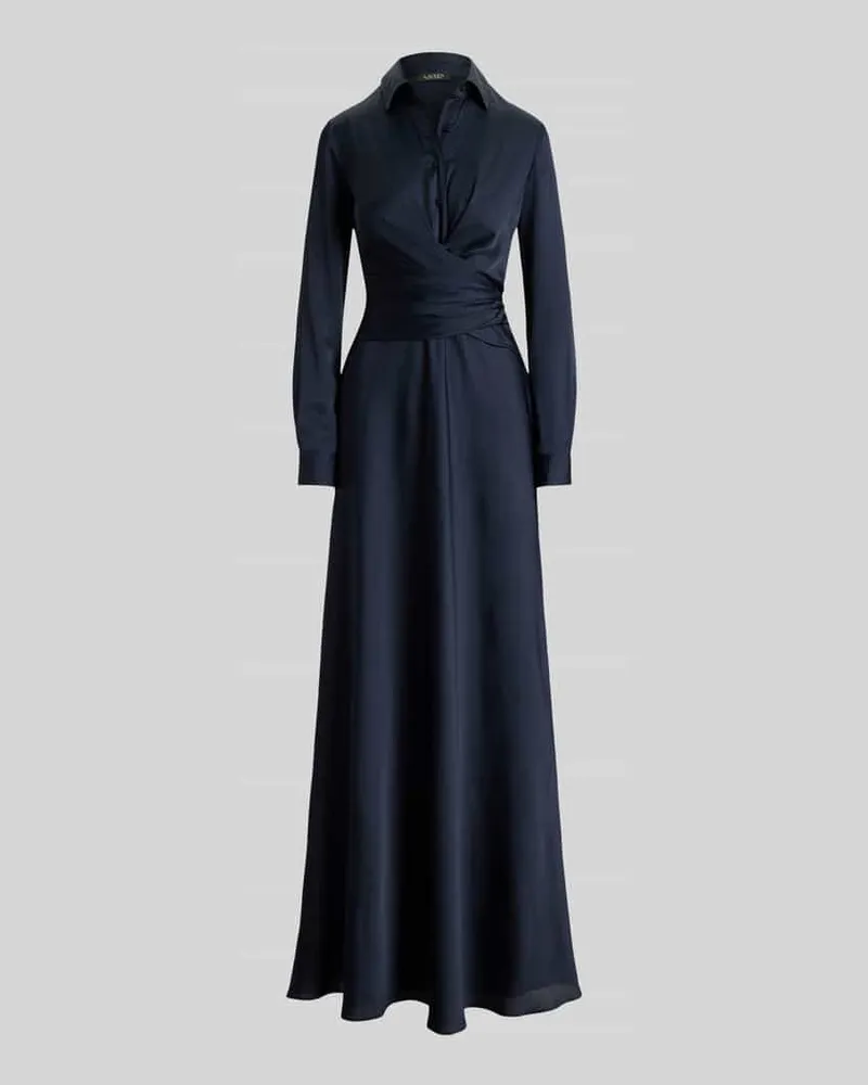 Ralph Lauren Fließendes Abendkleid in Wickel-Optik Blau