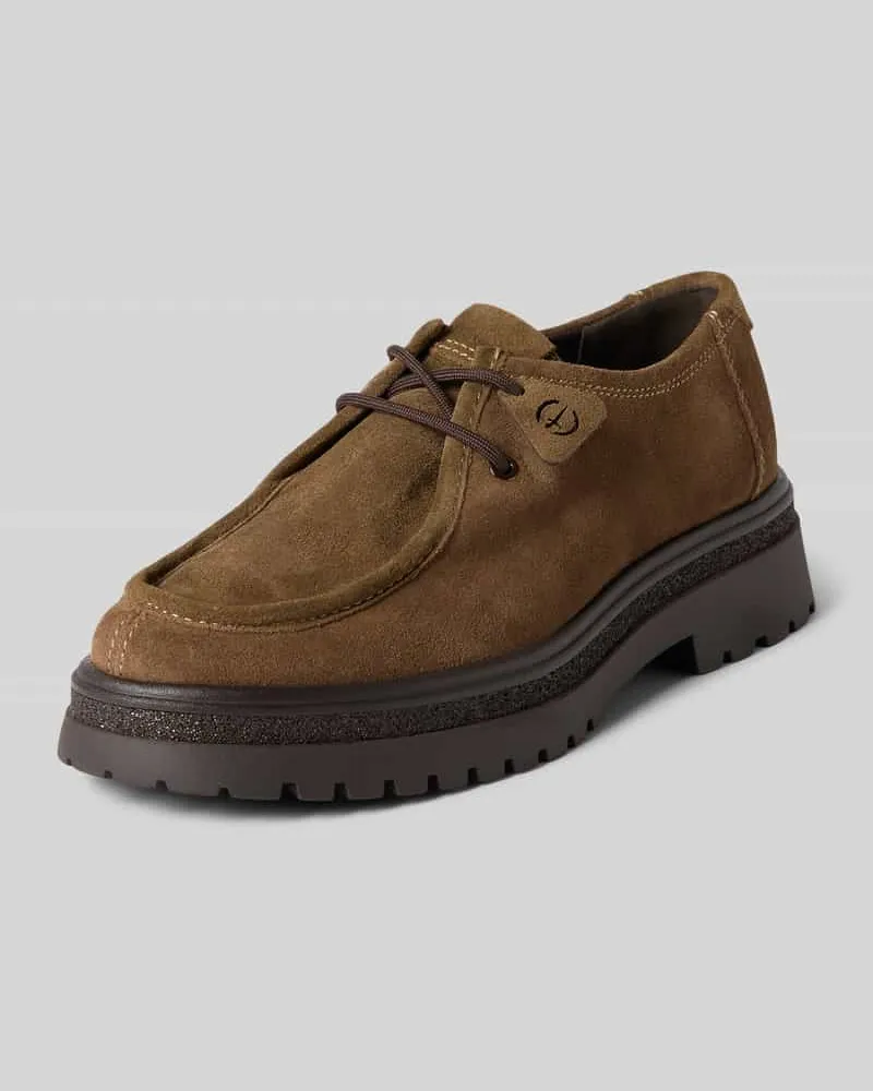 Tamaris Schnürschuhe aus echtem Rindsleder Cognac