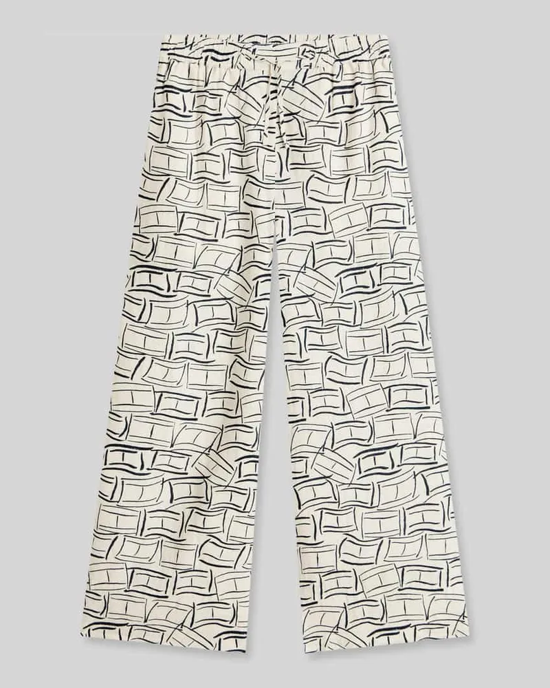 Tommy Hilfiger Wide Leg Hose aus reinem Leinen Ecru